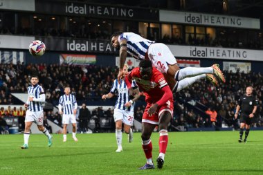 Darnell Furlong of West Bromwich Albion wins a defensive header  during the Sky Bet Championship match West Bromwich Albion vs Middlesbrough at The Hawthorns, West Bromwich, United Kingdom, 1st October 2024 clipart