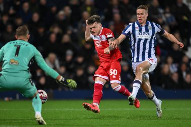 Ben Doak of Middlesbrough shoots on goal during the Sky Bet Championship match West Bromwich Albion vs Middlesbrough at The Hawthorns, West Bromwich, United Kingdom, 1st October 2024 clipart