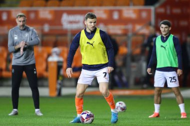 Blackpool 'dan Lee Evans, Sky Bet Ligi 1 maçı öncesinde Bloomfield Road, Blackpool, Birleşik Krallık' ta oynanan Blackpool-Lincoln maçında