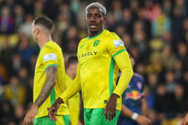 Norwich City 'den Jose Cordoba, 1 Ekim 2024' te Norwich City, Norwich Road 'da Leeds United' a karşı oynanan Sky Bet Şampiyonası maçına bakıyor.