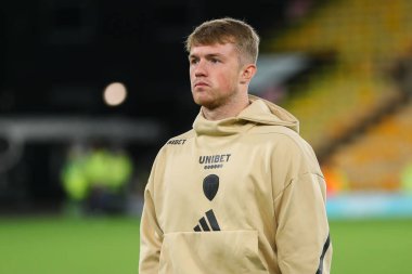 Leeds United takımından Joe Gelhardt, 1 Ekim 2024 'te İngiltere' nin Carrow Road şehrinde oynanan Norwich City-Leeds United maçından önce Carrow Road 'a geldi.
