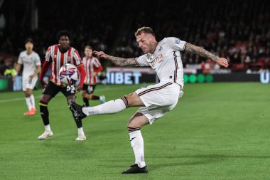 Josh Tymon of Swansea City clears the ball during the Sky Bet Championship match Sheffield United vs Swansea City at Bramall Lane, Sheffield, United Kingdom, 2nd October 2024 clipart