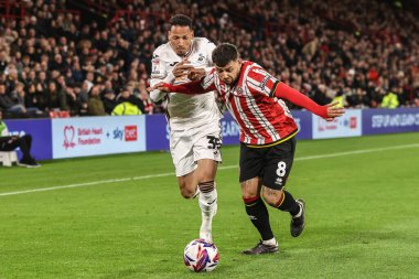 Swansea City 'den Ronald ve Sheffield United' dan Gustavo Hamer, 2 Ekim 2024 'te Bramall Lane, Sheffield, İngiltere' de oynanan Sky Bet Şampiyonası maçında top için mücadele ettiler.