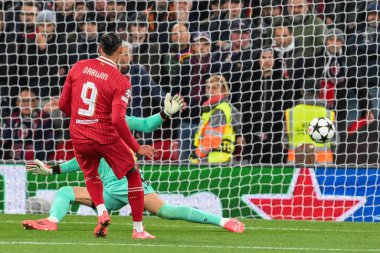 Liverpool 'dan Darwin Nunez, UEFA Şampiyonlar Ligi - Lig Stage maçı Liverpool Bologna' ya karşı Anfield, Liverpool, Birleşik Krallık 'ta 2 Ekim 2024' te oynanan maçta 2-0 berabere kaldı.