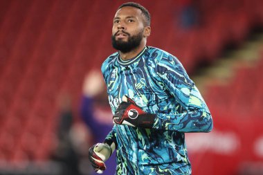 Maç öncesi ısınma maçında Swansea City 'den Lawrence Vigouroux, Sheffield United ile Swansea City maçında Sheffield Lane, Sheffield, İngiltere, 2 Ekim 2024