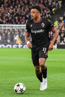 Dan Ndoye of Bologna breaks with the ball during the UEFA Champions League  - League Stage match Liverpool vs Bologna at Anfield, Liverpool, United Kingdom, 2nd October 2024 clipart