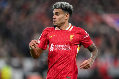 Liverpool 'dan Luis Diaz, UEFA Şampiyonlar Ligi - Lig Stage maçı sırasında Liverpool' a karşı Anfield, Liverpool, İngiltere, 2 Ekim 2024