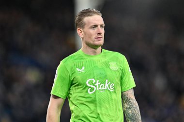 Everton 'dan Jordan Pickford Premier League maçı sırasında Everton, Newcastle United' a karşı Goodison Park, Liverpool, İngiltere, 5 Ekim 2024