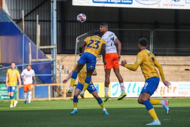 Blackpool 'dan Ashley Fletcher, 5 Ekim 2024' te Mansfield Town 'a karşı Blackpool' da oynanan Sky Bet 1 karşılaşmasında top gol sahasına bakıyor.