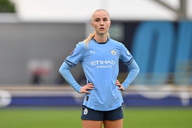 Manchester City Women 'dan Laura Blindkilde Barclays Kadınlar Süper Ligi maçı sırasında Manchester City Women vs West Ham United Women Joie Stadyumu' nda, 6 Ekim 2024