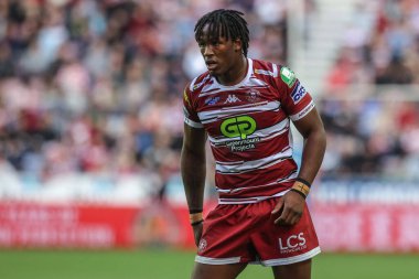 Wigan Warriors 'dan Junior Nsemba Betfred Süper Lig Yarı Finalleri' nde Wigan Warriors, Leigh Leopards 'a karşı Brick Community Stadyumu, Wigan, Birleşik Krallık' ta 5 Ekim 2024