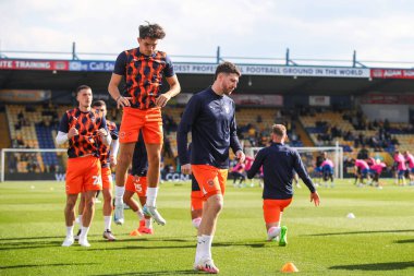 Blackpool 'dan Kyle Joseph, Sky Bet League 1 maçı öncesinde Mansfield Town, Blackpool' a karşı 5 Ekim 2024 'te Mansfield, İngiltere' deki One Call Stadyumu 'nda oynanacak maç öncesi ısınma maçında...