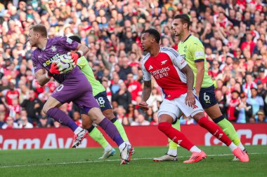 Southampton 'dan Aaron Ramsdale, 5 Ekim 2024' te Birleşik Krallık Emirates Stadyumu 'nda oynanan Premier League maçında bir kurtarış yaptı.