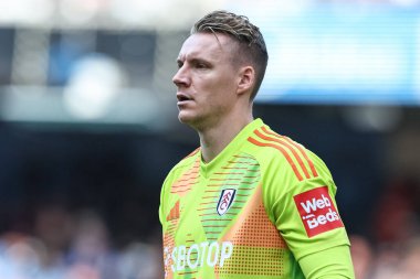 Premier Lig karşılaşmasında Fulham 'dan Bernd Leno Manchester City' ye karşı Etihad Stadyumu, Manchester, Birleşik Krallık, 5 Ekim 2024