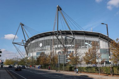Etihad Stadyumu 'nun Premier Lig maçı sırasında Etihad Stadyumu' nun genel bir görüntüsü Manchester City 'ye karşı Fulham maçı, Etihad Stadyumu, 5 Ekim 2024