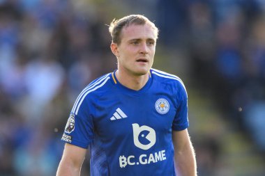 Leicester City 'den Oliver Skipp Premier League maçında Leicester City, Bournemouth' a karşı King Power Stadyumu, Leicester, Birleşik Krallık, 5 Ekim 2024