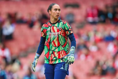 Manuela Zinsberger of Arsenal warms up prior to the The FA Women's Super League match Arsenal Women vs Everton Women at Emirates Stadium, London, United Kingdom, 6th October 2024 clipart