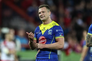 Betfred Süper Lig Yarı Finalleri sırasında Warrington Wolves 'tan Josh Drinkwater Sewell Group Craven Park' ta Hull KR vs Warrington Wolves ile 4 Ekim 2024 'te Hull, İngiltere' de karşılaştı.