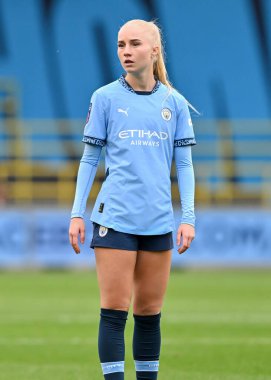 Manchester City Women 'dan Laura Blindkilde Barclays Kadınlar Süper Ligi maçı sırasında Manchester City Women vs West Ham United Women Joie Stadyumu' nda, 6 Ekim 2024