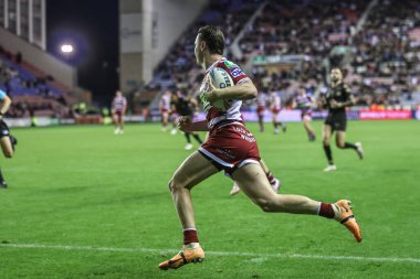 Wigan Warriors 'dan Jai Field Betfred Süper Lig Yarı Finalleri' nde Wigan Warriors, Leigh Leopards 'a karşı 5 Ekim 2024' te Brick Community Stadyumu, Wigan, İngiltere