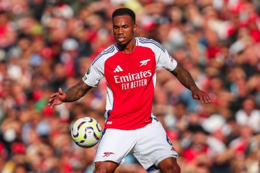 Gabriel of Arsenal, 5 Ekim 2024 tarihinde Birleşik Krallık Emirates Stadyumu 'nda oynanan Premier League maçında Arsenal, Southampton' a karşı.