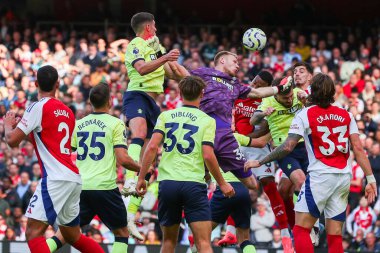Southampton 'dan Aaron Ramsdale, 5 Ekim 2024' te Birleşik Krallık Emirates Stadyumu 'nda oynanan Premier League maçında bir kurtarış yaptı.
