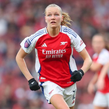 Arsenal 'den Frida Maanum, 6 Ekim 2024' te İngiltere 'nin Emirates Stadyumu' nda oynanan FA Kadınlar Süper Ligi karşılaşmasında Everton Kadınlarına Karşı.