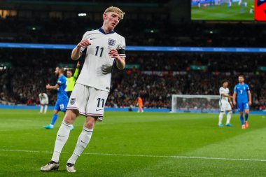 İngiltere 'den Anthony Gordon, UEFA Uluslar Ligi - Lig B - Grup B2 - 10 Ekim 2024' te Wembley Stadyumu 'nda İngiltere' ye karşı Yunanistan maçında tepki gösterdi.