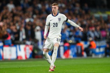 İngiltere 'den Cole Palmer, UEFA Uluslar Ligi - Lig B - Grup B2 - 10 Ekim 2024' te Wembley Stadyumu 'nda Yunanistan' a karşı İngiltere maçı yapıyor.