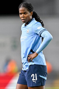 Khadija Shaw of Manchester City Women looks on during the UEFA Women's Champions League match  - Group D - Manchester City vs Barcelona at Manchester City Academy Stadium, Manchester, United Kingdom, 9th October 2024 clipart