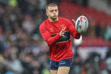 Hull KR 'dan Mikey Lewis, 12 Ekim 2024' te Old Trafford, Manchester, İngiltere 'de oynanan Betfred Süper Lig Grand League karşılaşmasında Wigan Warriors' a karşı Hull KR maçında ısınma turunda.