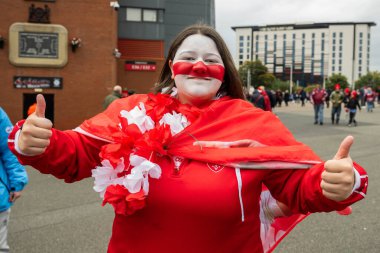 Hull KR taraftarları, 12 Ekim 2024 'te Old Trafford, Manchester, İngiltere' de oynanan Betfred Süper Lig Grand League karşılaşması öncesinde Old Trafford 'a geldiler.