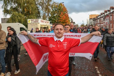 Taraftarlar Betfred Süper Lig Büyük Finali 'nde Old Trafford' a gidiyorlar. Wigan Warriors, Old Trafford, Manchester 'da Hull KR' a karşı, 12 Ekim 2024.