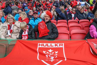 Hull KR taraftarları 12 Ekim 2024 'te Old Trafford, Manchester, İngiltere' de oynanan Wigan Warriors vs Hull KR karşılaşmasında Betfred Süper Lig finaline geldiler.