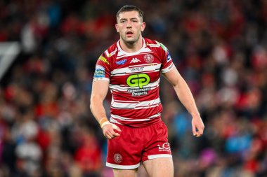 Wigan Warriors 'dan Jake Wardle, 12 Ekim 2024' te Old Trafford, Manchester, İngiltere 'de oynanan Betfred Süper Lig Grand League maçında Wigan Warriors vs Hull KR' a karşı.