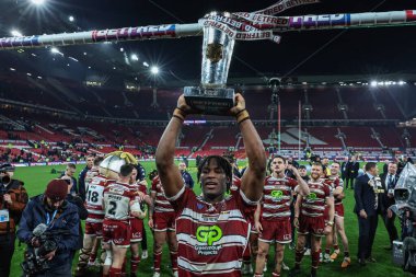 Wigan Warriors 'un Junior Nsemba' sı Betfred Süper Lig finalinde Wigan Warriors 'a karşı Hull KR, Old Trafford, Manchester, Birleşik Krallık' ta 12 Ekim 2024