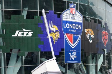 NFL maç markası değil stadyumun dış markası. Chicago Bears - Jacksonville Jaguars maçı, Tottenham Hotspur Stadyumu, Londra, İngiltere, 13 Ekim 2024