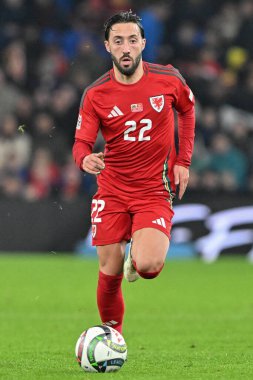 UEFA Uluslar Ligi sırasında Galler 'den Josh Sheehan - Lig B - Grup 4, Cardiff City Stadyumu' nda Galler-Karadağ maçında, 14 Ekim 2024
