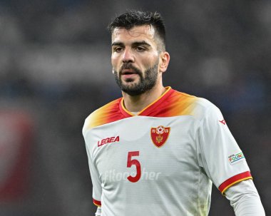 Karadağ 'dan İgor Vujai UEFA Uluslar Ligi - Lig B - Grup 4 - Galler-Karadağ maçı sırasında Cardiff City Stadyumu, Cardiff, İngiltere, 14 Ekim 2024