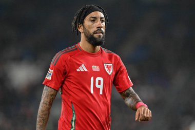UEFA Uluslar Ligi sırasında Galler 'den Sorba Thomas - Lig B - Grup 4 - Galler - Karadağ' a karşı Cardiff City Stadyumu, Cardiff, Birleşik Krallık, 14 Ekim 2024