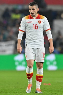 Karadağlı Vladimir Jovovi UEFA Uluslar Ligi - Lig B - Grup 4 - Galler-Karadağ maçı sırasında Cardiff City Stadyumu, Cardiff, İngiltere, 14 Ekim 2024