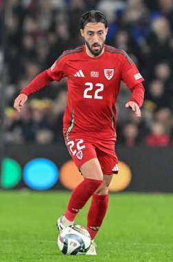 UEFA Uluslar Ligi sırasında Galler 'den Josh Sheehan - Lig B - Grup 4, Cardiff City Stadyumu' nda Galler-Karadağ maçında, 14 Ekim 2024