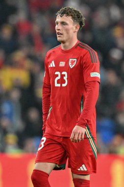 UEFA Uluslar Ligi sırasında Galler Ligi Başkanı Nathan Broadhead - Lig B - Grup 4, Galler - Karadağ 'a karşı Cardiff City Stadyumu, Cardiff, Birleşik Krallık, 14 Ekim 2024