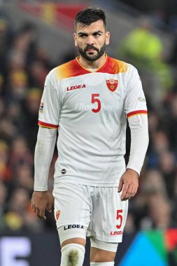 Karadağ 'dan İgor Vujai UEFA Uluslar Ligi - Lig B - Grup 4 - Galler-Karadağ maçı sırasında Cardiff City Stadyumu, Cardiff, İngiltere, 14 Ekim 2024