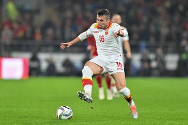 Karadağlı Vladimir Jovovi, UEFA Uluslar Ligi - 4. Lig - Galler-Karadağ maçında Cardiff City Stadyumu, İngiltere 'nin Cardiff kentinde 14 Ekim 2024