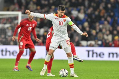 Karadağlı Stevan Joveti, UEFA Uluslar Ligi - Lig B-Grubu 4 - Galler-Karadağ maçı sırasında Cardiff City Stadyumu, Cardiff, İngiltere, 14 Ekim 2024
