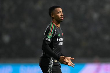 Arsenal 'den Gabriel Jesus, 30 Ekim 2024' te Deepdale, Preston, İngiltere 'de oynanan Carabao Kupası son 16 maçında tepki gösterdi.
