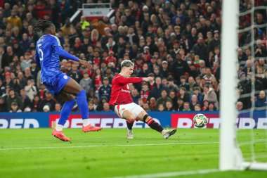 Manchester United oyuncusu Alejandro Garnacho, 30 Ekim 2024 tarihinde Manchester United ile Leicester City maçında Carabao Kupası 'nda şut çekti.