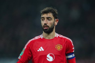Manchester United 'dan Bruno Fernandes Carabao Kupası son 16 maçında Manchester United ile Leicester City arasında Old Trafford, Manchester, İngiltere' de, 30 Ekim 2024