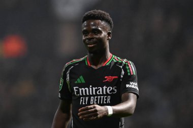 Arsenal 'den Bukayo Saka Carabao Kupası' nda son 16 maçta Preston North End ile Deepdale, Preston, Birleşik Krallık 'ta 30 Ekim 2024' te oynanan maçta gülümsedi.